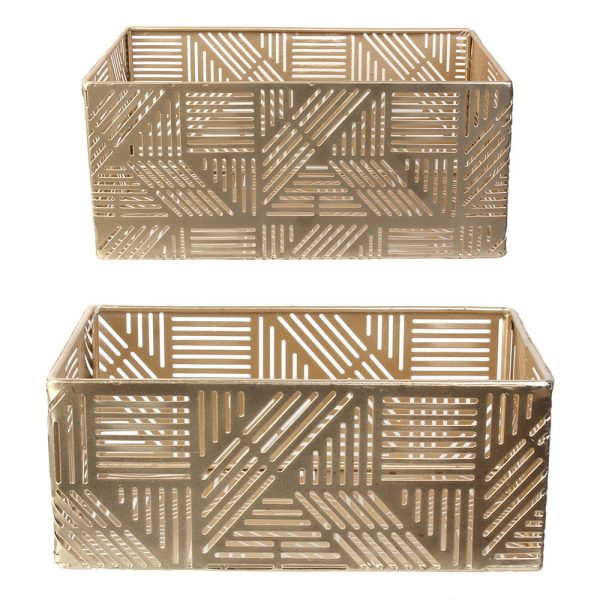Panier Métal Ajouré Doré Rayure X2 M6 – Image 3