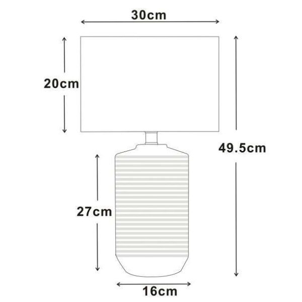 Lampe à poser STRAYE (H50cm) en céramique blanc/argenté avec abat-jour en tissu blanc – Image 3