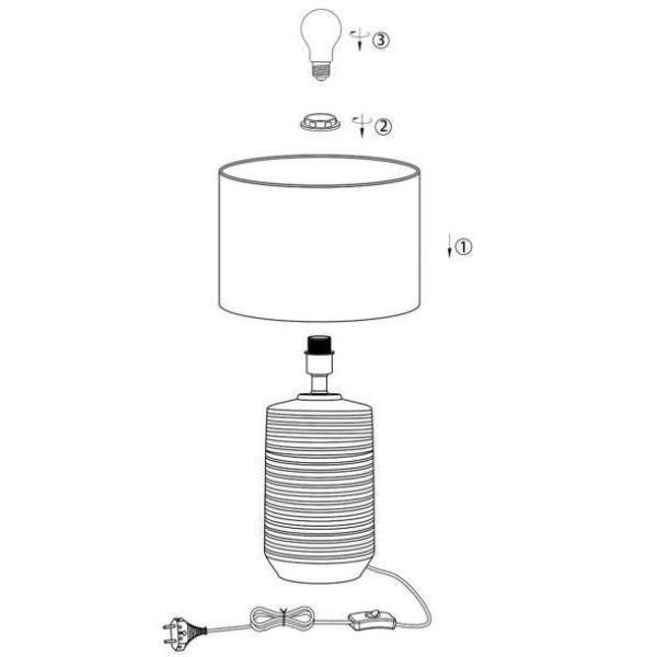 Lampe à poser STRAYE (H50cm) en céramique blanc/argenté avec abat-jour en tissu blanc – Image 4