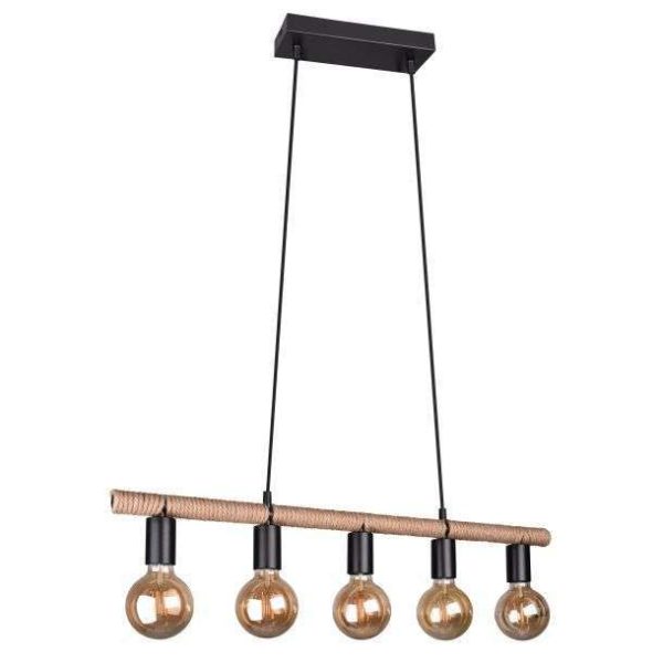 Suspension barre Trio Einar 5xE27 80cm,noir – Image 3