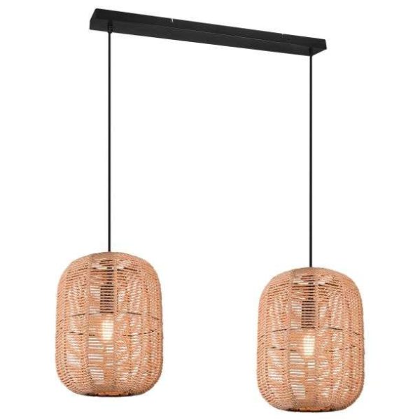 Suspension barre Trio Runa 2xE27 90cm,naturel