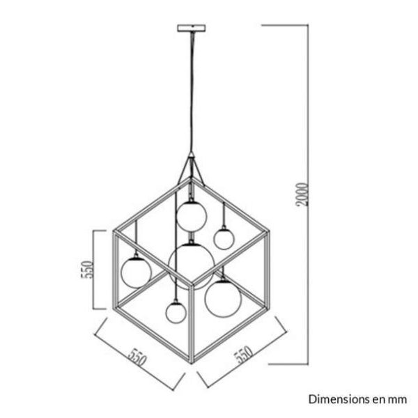 Suspension CELEST en métal noir et verre opale blanc – Image 3