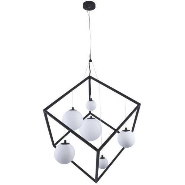 Suspension CELEST en métal noir et verre opale blanc – Image 4