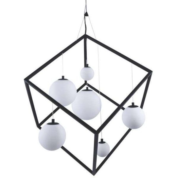 Suspension CELEST en métal noir et verre opale blanc – Image 8