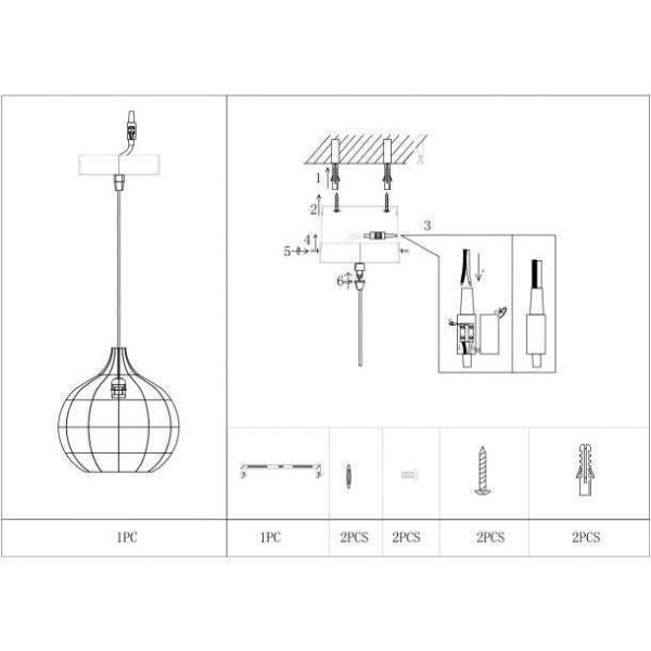 Suspension Keria Fuga 1xE27 36cm,naturel – Image 5