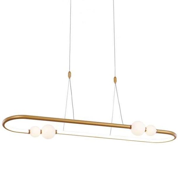 Suspension LED ARTY en aluminium rose gold et verre opale blanc – Image 5