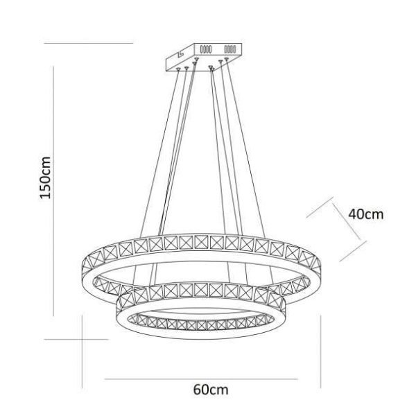 Suspension LED KRYS en métal chrome et cristal – Image 2