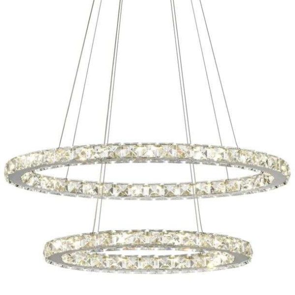 Suspension LED KRYS en métal chrome et cristal – Image 6
