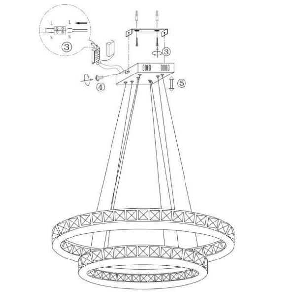 Suspension LED KRYS en métal chrome et cristal – Image 7