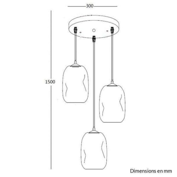 Suspension moderne CARLOS en verre fumé chrome – Image 3