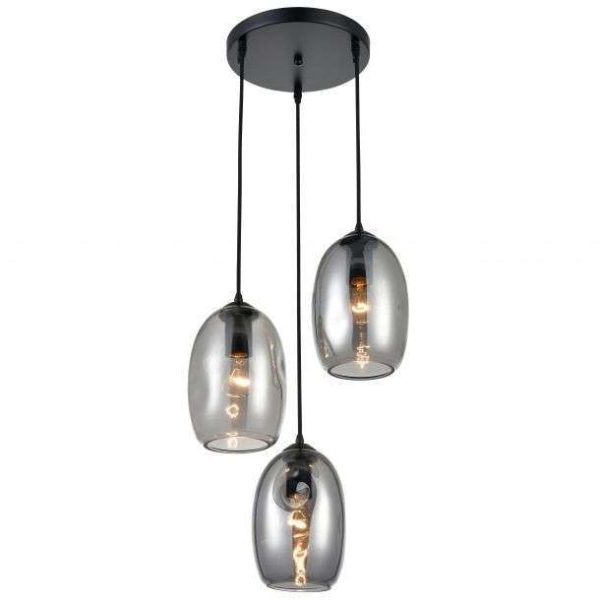 Suspension moderne CARLOS en verre fumé chrome – Image 4