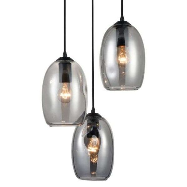 Suspension moderne CARLOS en verre fumé chrome – Image 5