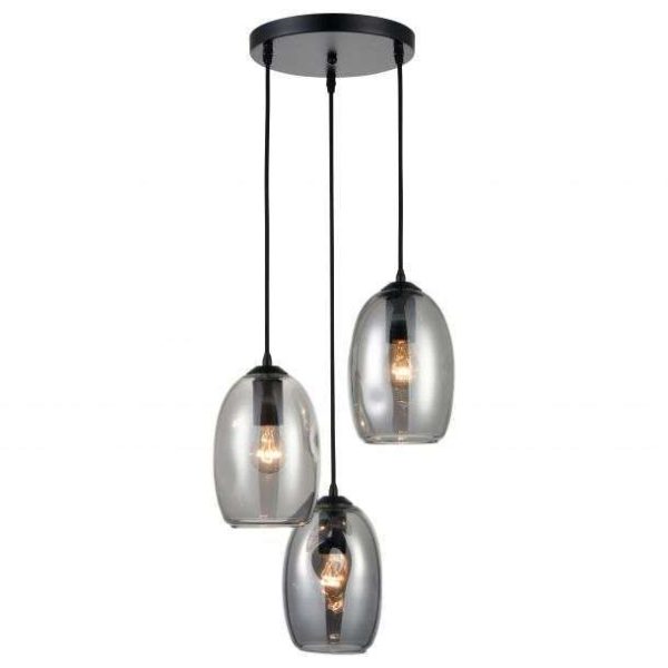 Suspension moderne CARLOS en verre fumé chrome