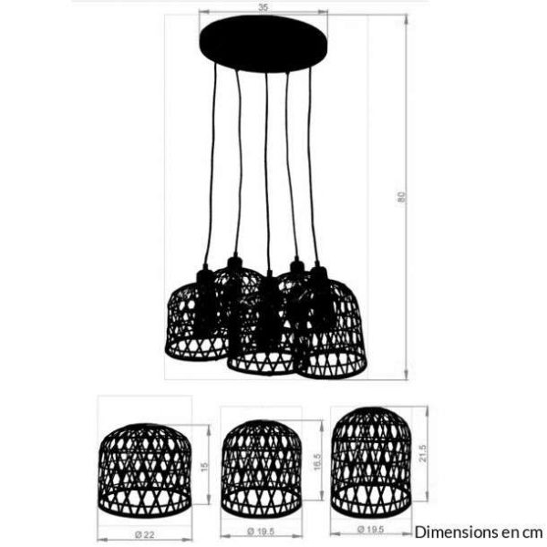 Suspension Vayla avec ampoules LED