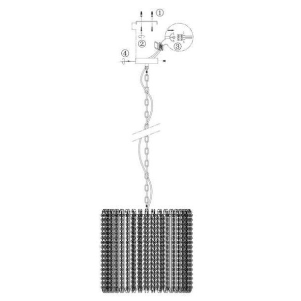 Suspension PAMPS en métal chrome et pampilles en cristal – Image 7