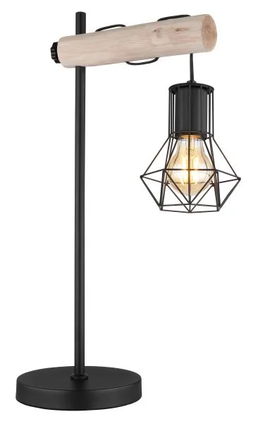 Lampe à poser Globo Priska 1xE27 H55cm,bois/noir