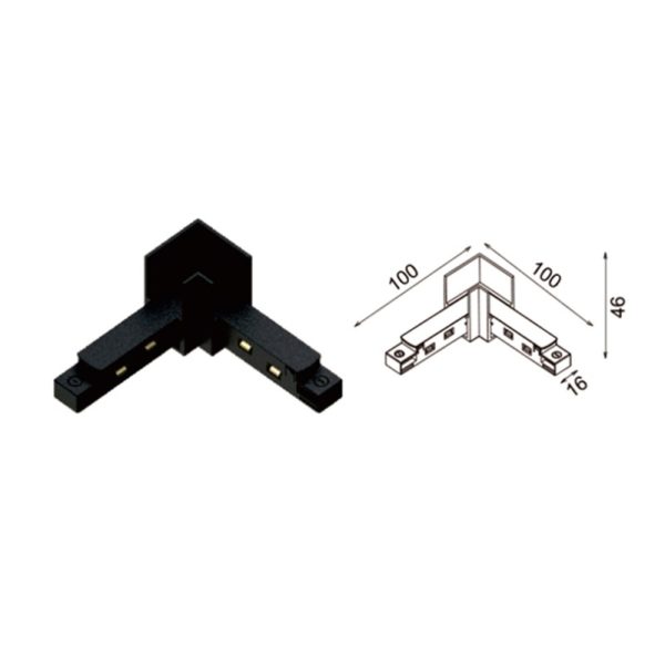 Raccord L pour rail magnétic,noir