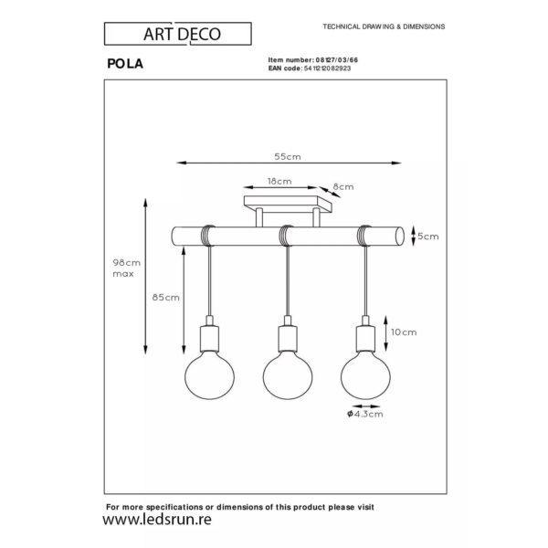 Fiche technique Plafonnier barre LED