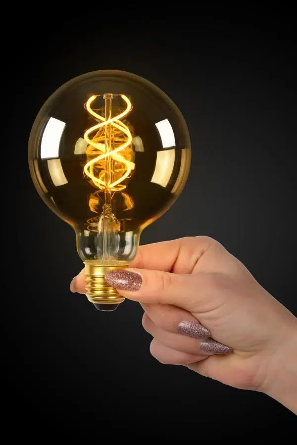 Ampoule filament led dim Lucide E27 G95 5w (2200k),fumée
