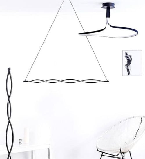 Plafonnier design LED WONDERFUL en m&eacute;tal noir mat &ndash; Image 1