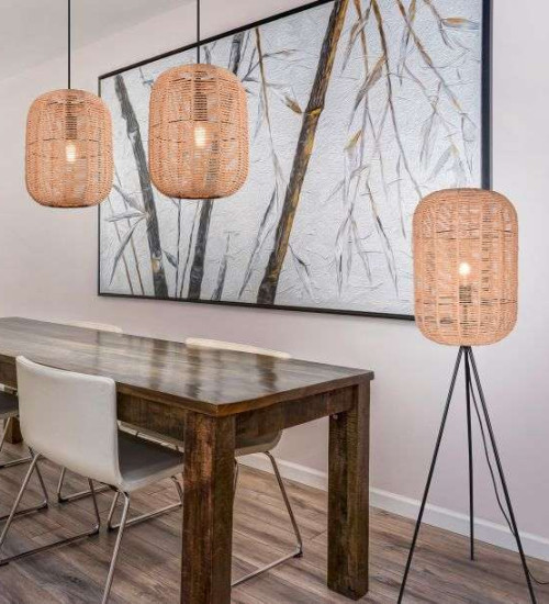 Suspension barre Trio Runa 2xE27 90cm,naturel &ndash; Image 1