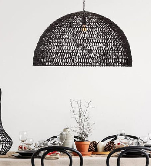 Suspension BALI (D80cm) noire en mati&egrave;re naturelle &ndash; Image 1