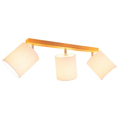 Plafonnier BOUCLE en bois de ch&ecirc;ne et tissu blanc &ndash; Image 2