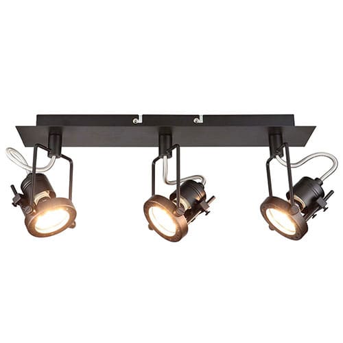 Spots modernes orientables TECHNO (3x3W) en m&eacute;tal noir mat &ndash; Image 1