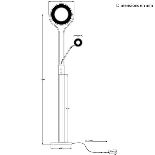 Lampadaire liseuse OREO en m&eacute;tal laiton antique et verre &ndash; Image 4