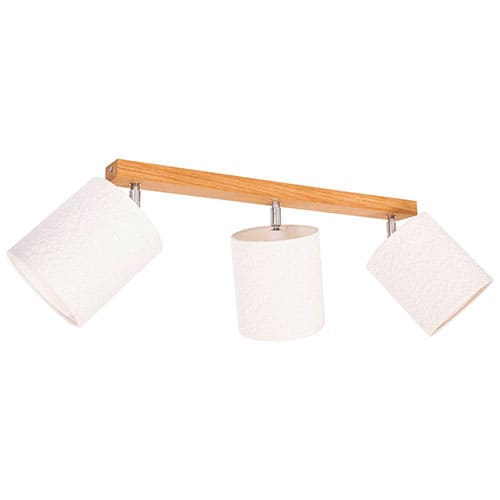 Plafonnier BOUCLE en bois de ch&ecirc;ne et tissu blanc &ndash; Image 3