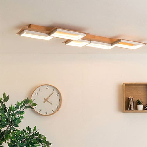 Plafonnier LED SQUARED en m&eacute;tal effet bois &ndash; Image 1