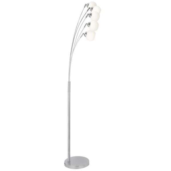 Lampadaire orientable OSLO argent&eacute; et blanc et m&eacute;tal et verre &ndash; Image 1