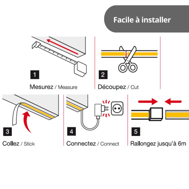 Ruban LED COB 3m RVB - Extensible 6m - &eacute;clairage continu multi-mode &ndash; Image 4