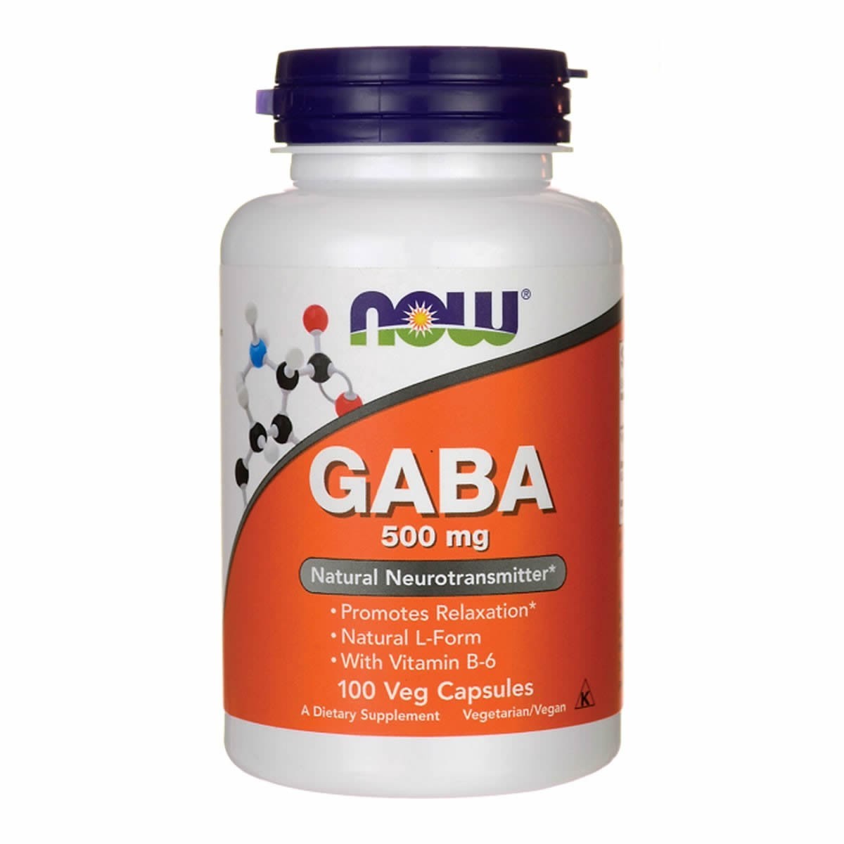 Now Gaba 500 mg Neurotransmisor + Vitamina B-6 100 Cápsulas Vegetales
