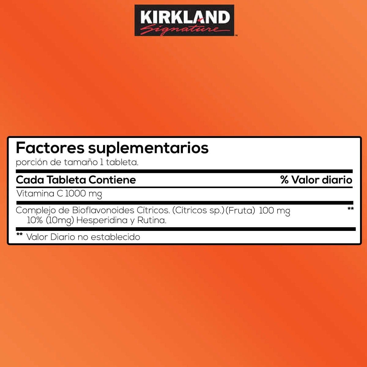 Kirkland Vitamina C con Complejo de Bioflavonoides de Rosa Mosqueta y Citricos 1000 mg 500 Tabletas - Imagen 2
