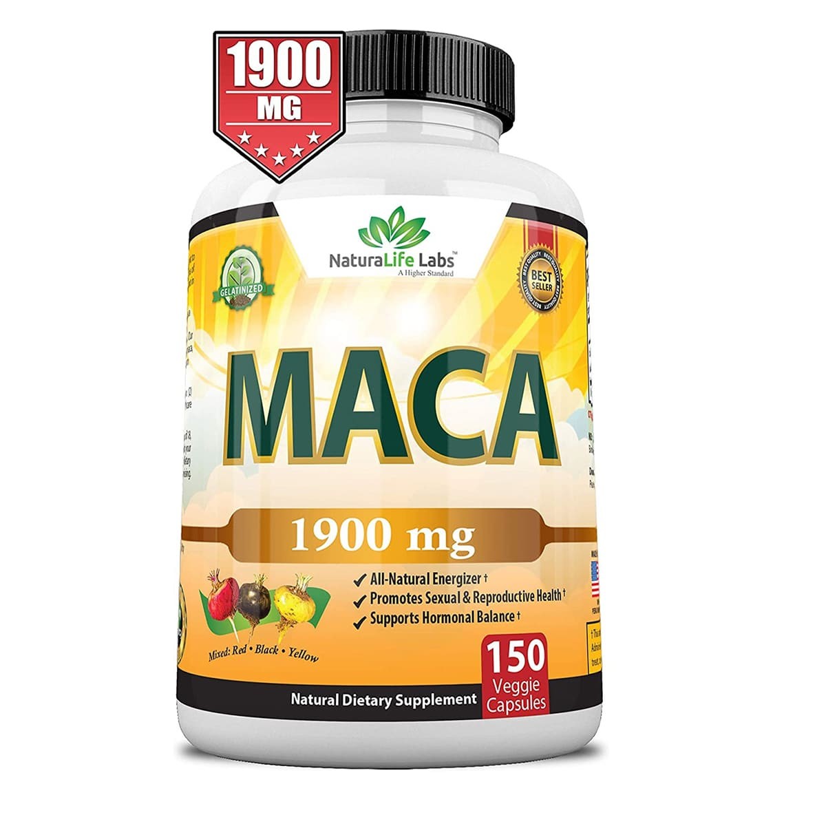 Maca Organica Naturalife Labs Root Negro Rojo Amarillo 1900 Mg por Cápsula, 150 Cápsulas Suplemento Vegano - Imagen 5