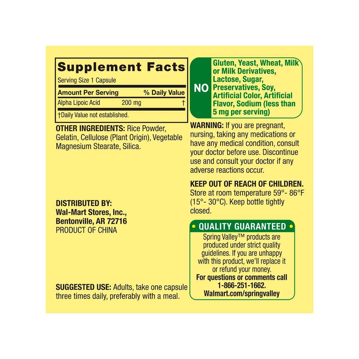Spring Valley Alpha Acido Lipoico 200 Mg 100 Capsulas - Imagen 4
