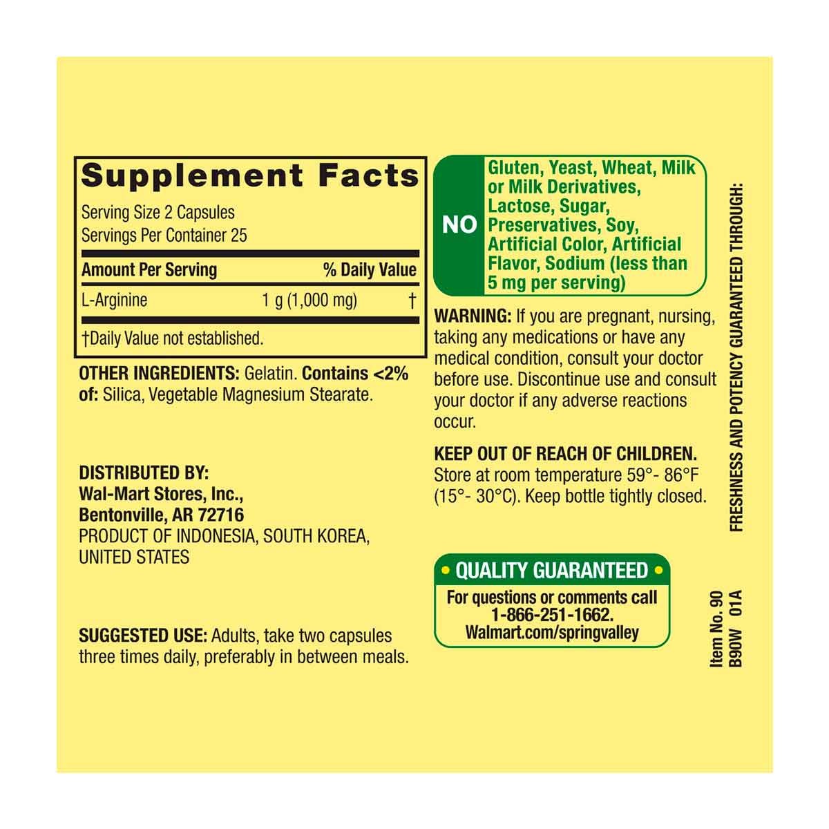 Spring Valley L-Arginine 500 Mg 50 Capsulas Apoyo a La Salud Cardiovascular - Imagen 3