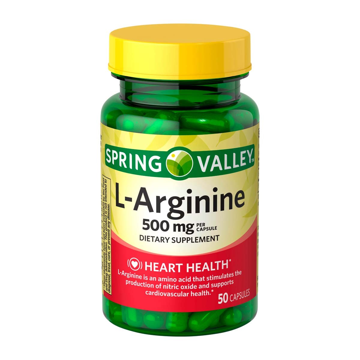 Spring Valley L-Arginine 500 Mg 50 Capsulas Apoyo a La Salud Cardiovascular
