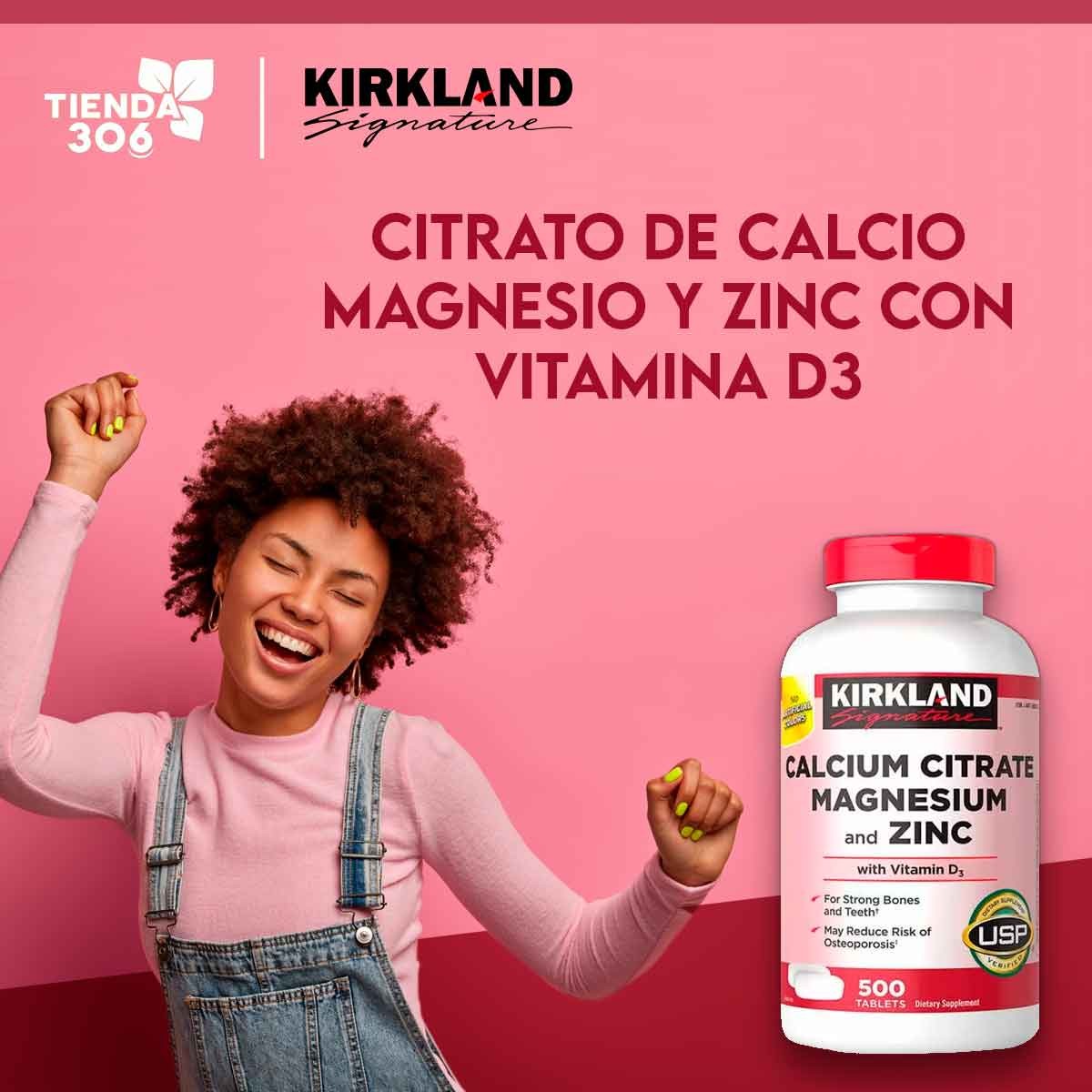 Kirkland Citrato de Calcio Magnesio y Zinc con Vitamina D3 500 Tabletas - Imagen 2