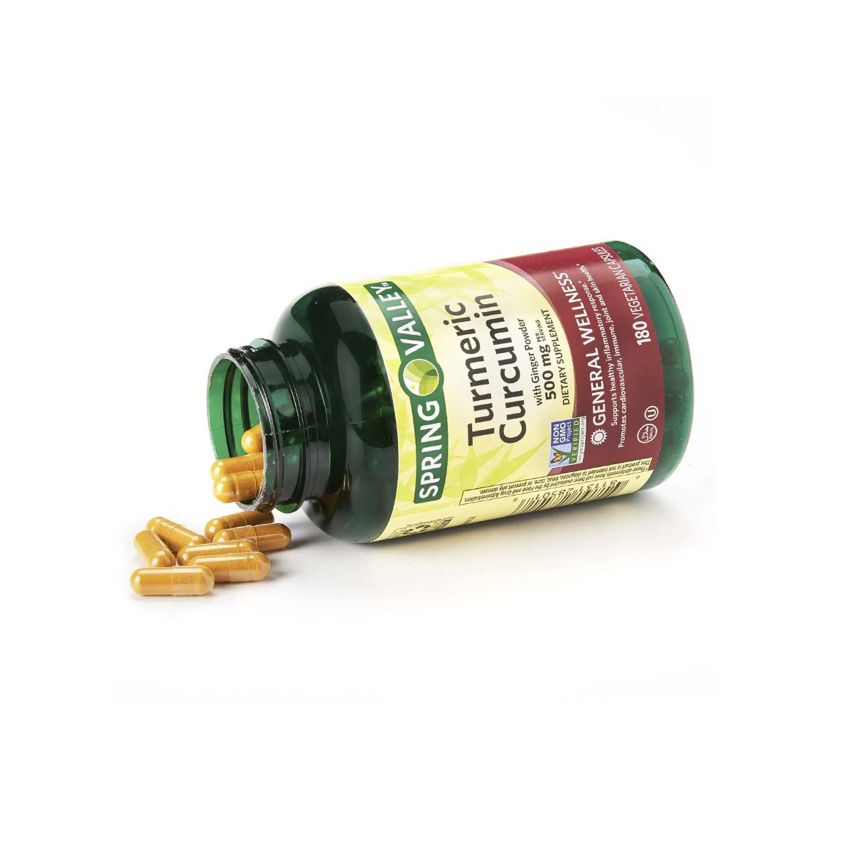 Spring Valley Curcuma Curcumina Suplemento Dietético con Jengibre 500mg 180 Capsulas - Imagen 3