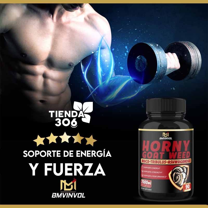BMVINVOL Hierba De Cabra En Celo Maca + Tribulus + Ashwagandha 7000mg 90 capsulas - Imagen 2