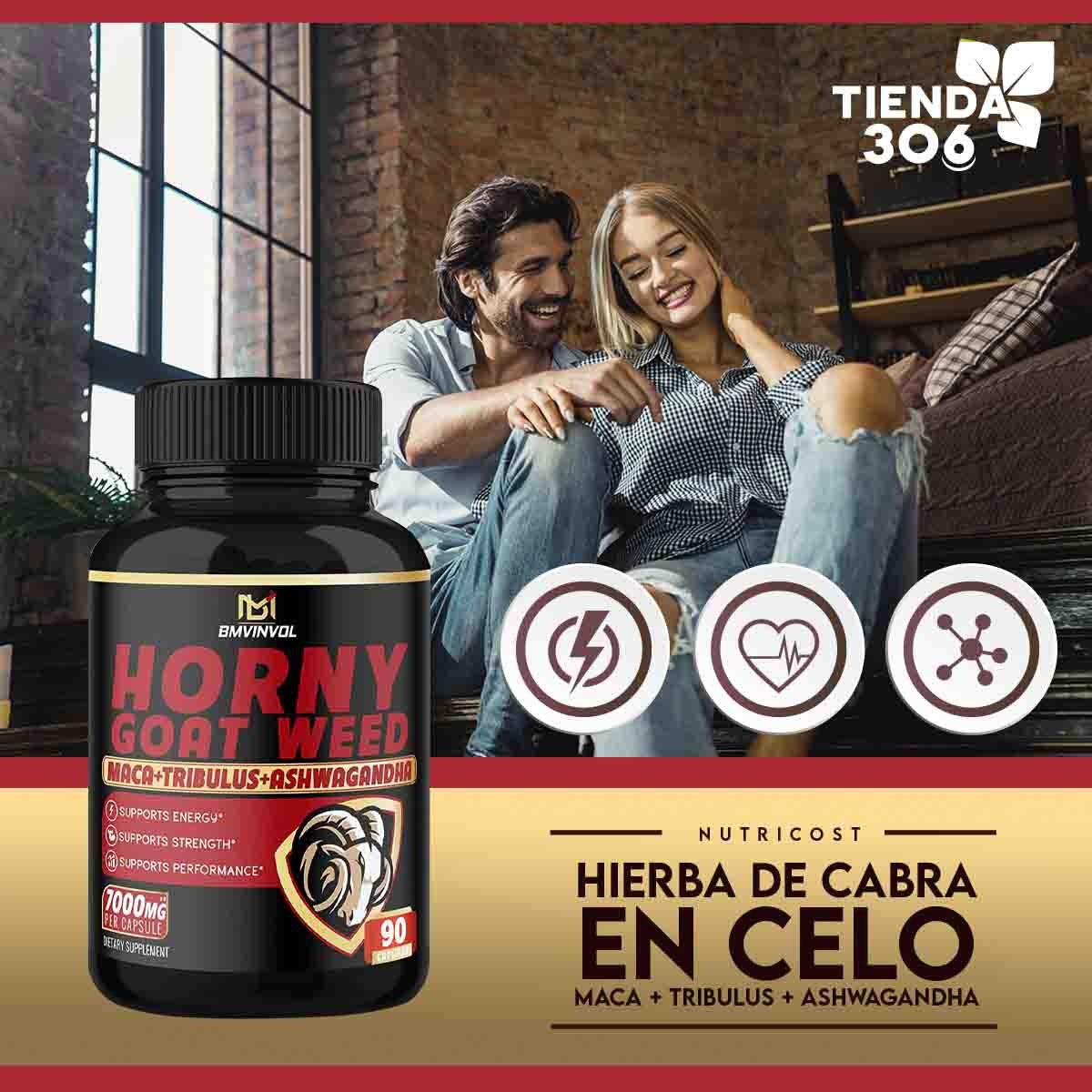 BMVINVOL Hierba De Cabra En Celo Maca + Tribulus + Ashwagandha 7000mg 90 capsulas - Imagen 4