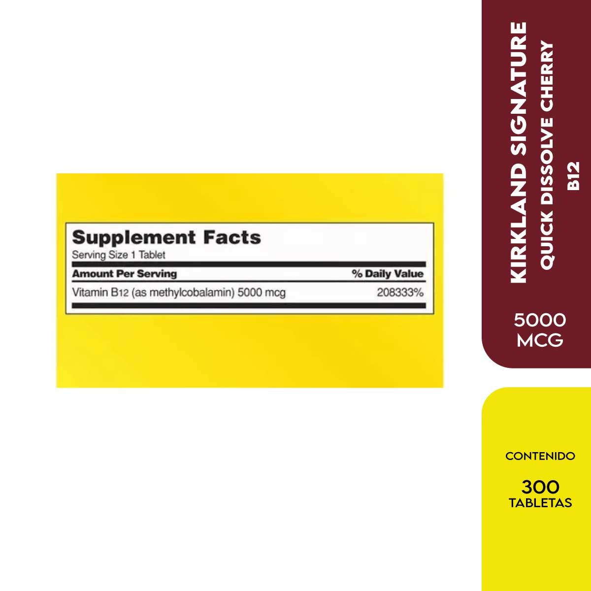 Kirkland Vitamina B12 - 5000 mcg Suplemento con Metilcobalamina 300 Tabletas - Imagen 2