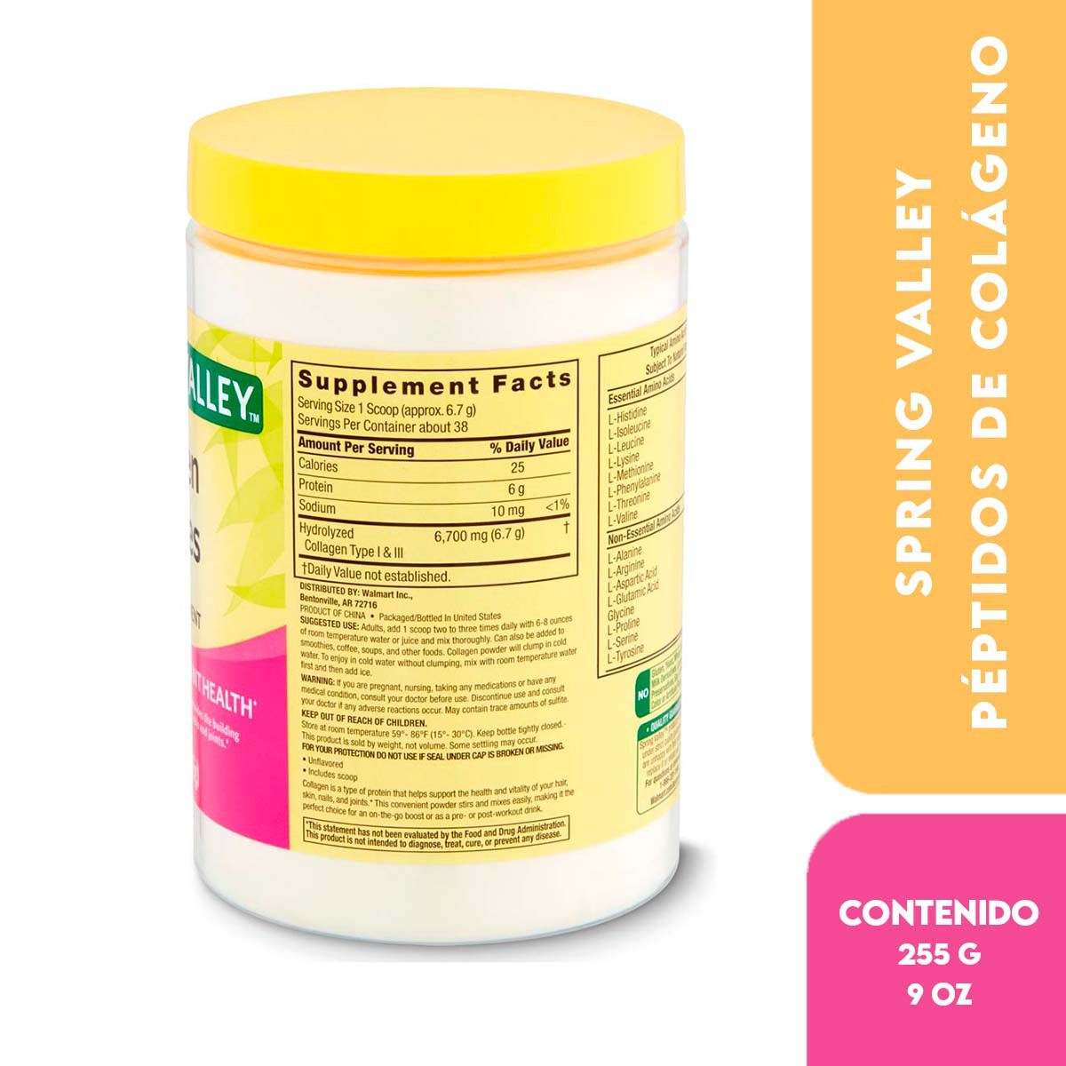 Spring Valley Péptidos de colágeno en Polvo Tipo 1 y 3 Salud de Uñas Piel y Cabello, Fórmula Keto Paleo, 9 oz (255 g) - Imagen 4