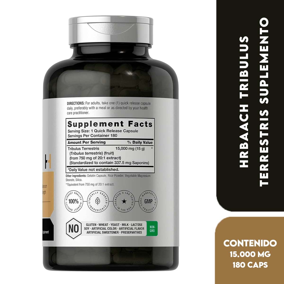 Horbaach Tribulus Terrestris Suplemento para Hombre 15,000 mg 180 Cápsulas - Imagen 3