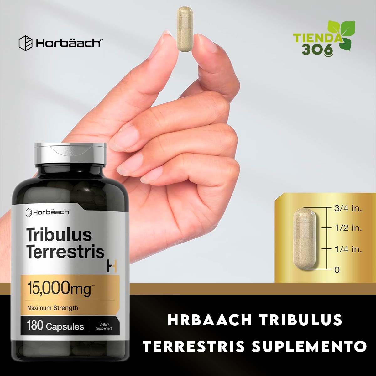 Horbaach Tribulus Terrestris Suplemento para Hombre 15,000 mg 180 Cápsulas - Imagen 5