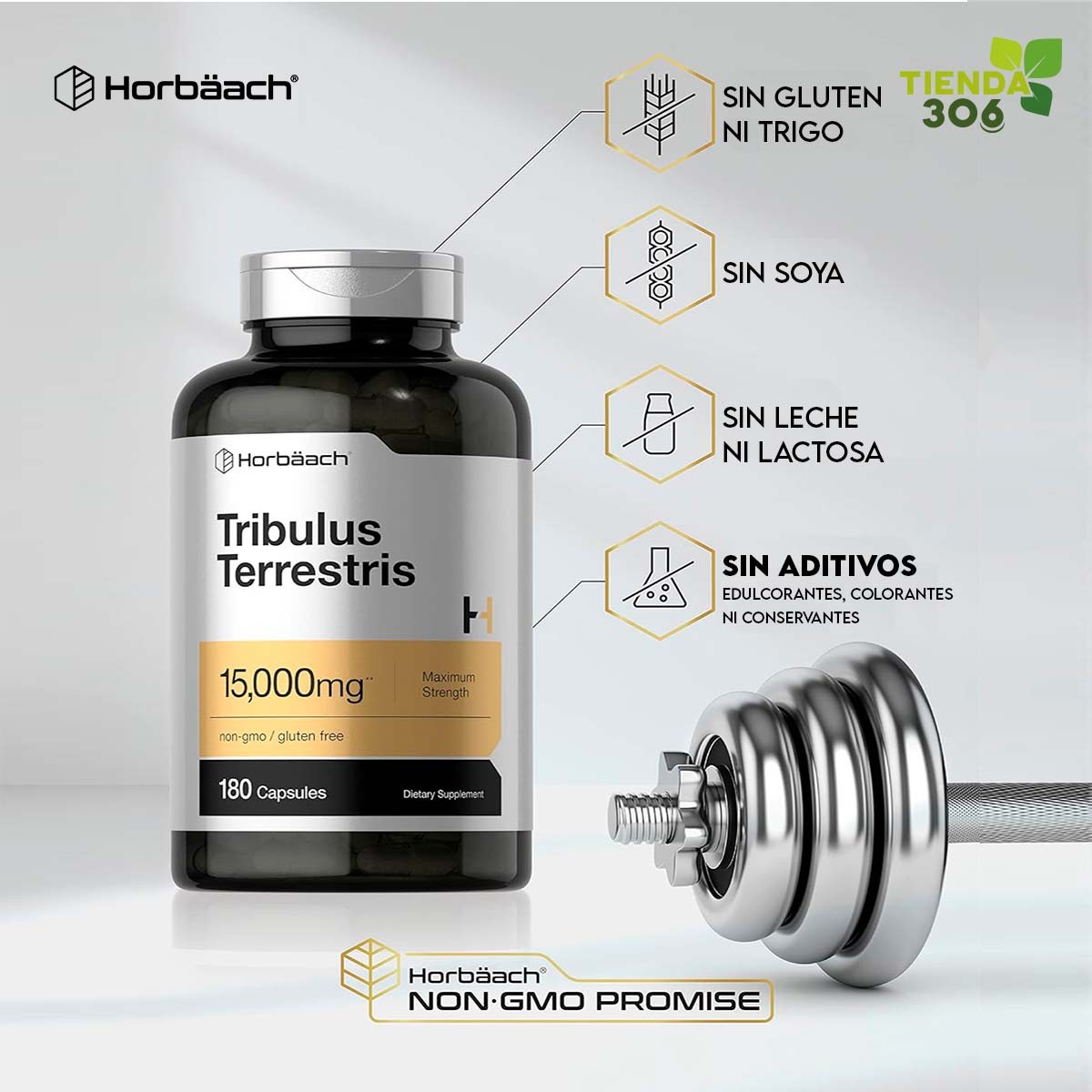 Horbaach Tribulus Terrestris Suplemento para Hombre 15,000 mg 180 Cápsulas - Imagen 9