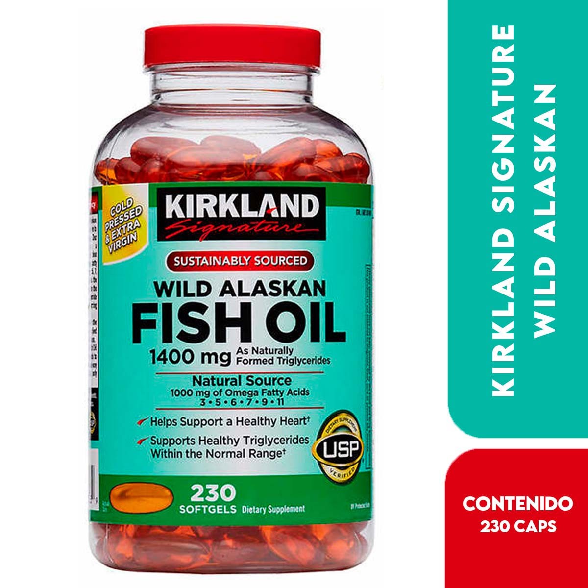 Kirkland Aceite de Pescado Wild Alaskan - Wild Alaskan Fish Oil 1400 mg 230 Cápsulas Blandas - Imagen 3