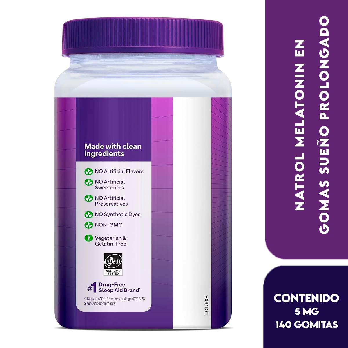 Natrol Melatonin en Gomas Sueño Prolongado Sabor a Fresa 5 mg 140 Gomitas - Imagen 2